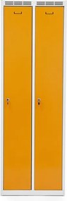 Kovová šatníková skriňa Trestles SS2M 1800x600x500 mm, 2 oddiely, žlté dvere Podnož: nožičky, Zámok: cylindrický