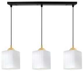 Závesné svietidlo Riffle Square, 3x biele sklenené tienidlo, b/g