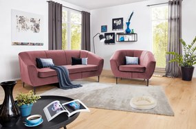 Trojmiestna pohovka Olivio, tmavo ružová zamatová látka