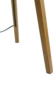 Vloerlamp hout met beige kap van teddy stof 50cm - Tripod Classic