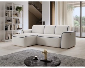 Modrá/krémovobiela rohová pohovka z textílie buklé (ľavý roh/s leňoškou) Ume – ELTAP