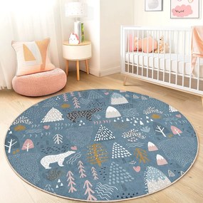 Modrý prateľný detský koberec ø150 cm Forest Land – Mila Home