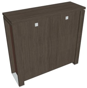 Stredná skriňa Verno+ S 140 x 46 x 130 cm, dub antracit / hnedá
