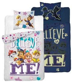 Svietiace obliečky PAW PATROL Believe me sivá Rozmer obliečky: 70 x 80 cm | 140 x 200 cm