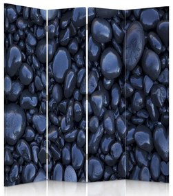 Ozdobný paraván Zen Stones Blue - 145x170 cm, štvordielny, obojstranný paraván 360°