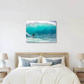 Sklenený obraz surferov vo vlnách (70x50 cm)