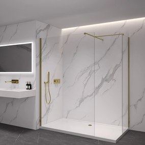 Cerano Onyx, sprchová zástena Walk-in, hranatá vzpera - zlatá kartáčovaná, transparentné sklo - 160x160 cm, CER-CER-8050BD3546