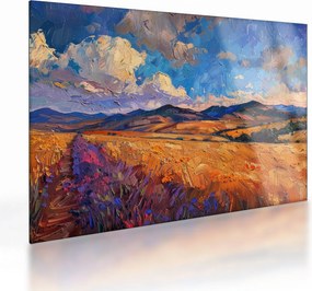 Sklenený obraz - Olejomaľba krajiny (70x50 cm)