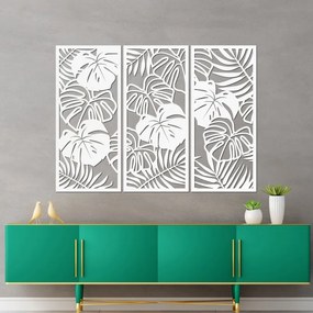 Trojdielny obraz na stenu s listom monstera| SENTOP PR0533