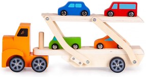 MULTISTORE Drevené nákladné auto + 4 autá Ecotoys