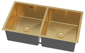 Erga HD, 2-komorový oceľový drez 800x450x210 mm, zlatá, ERG-MLS-HD8045G