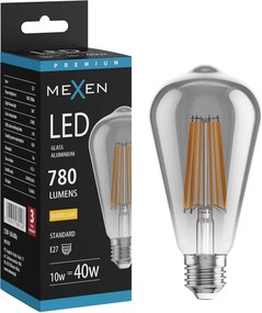 Mexen Vintis, LED filamentová žiarovka E27, ST64, 10 W, teplá biela 2700K, dymová, L152-E27-1027-70