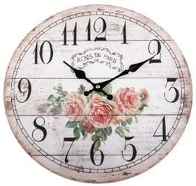 Nástenné hodiny Paris roses, pr. 34 cm, drevo