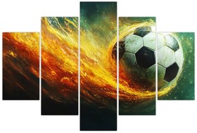 Obraz - Futbalová lopta v lete (150x105 cm)