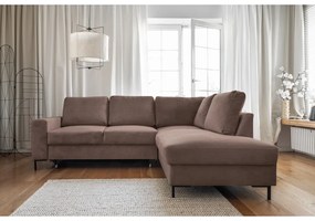 Hnedá menčestrová rozkladacia rohová pohovka (pravý roh) Lofty Lilly – Miuform