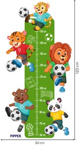 PIPPER. Textilná nálepka na stenu "Detský meter - Zvieratká futbalisti"