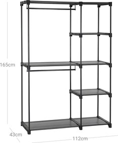 Voľne stojaca otvorená skriňa, skladacia, čierna