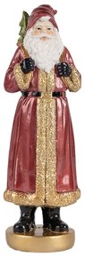 Červená vianočná dekorácia Santa v kožuchu a vrecom darčekov - 6*5*15 cm