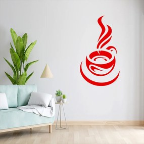 Veselá Stena Samolepka Ranná šálka kávy Farba: červená, Veľkosť: 40 x 22 cm