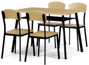 Jedálenský set Industrial so 4 stoličkami, 110 x70 x 76 cm, hnedý