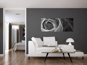 Obraz - Abstraktné ruže čiernobiela (120x50 cm)