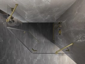 Mexen Lunar, pravý výklopný päťuholníkový sprchový kút 100 x 90 cm, 8mm číre sklo, zlatý matný profil, 831-100P-090L-55-00-P