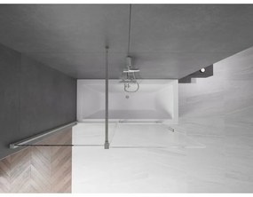 Mexen Velar, 2-krídlová posuvná vaňová zástena 150 x 150 cm, 8mm číre sklo, brúsená oceľ, 896-150-000-01-97