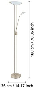Sivá LED stojacia lampa so skleneným tienidlom (výška 180 cm) BAYA LED – EGLO