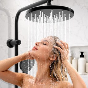 Erga Dubaj, sprchový set s batériou a hlavovou sprchou 23 cm, čierna matná, ERG-YKA-BP.DUBAJ23-BLK