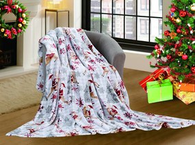 Biela vianočná mikroplyšová deka NORTH POLE Rozmer: 160 x 200 cm