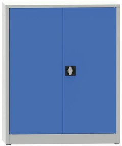 Dielenská policová skriňa na náradie KOVONA JUMBO, 2 police, zváraná, 1150 x 950 x 500 mm, sivá / modrá