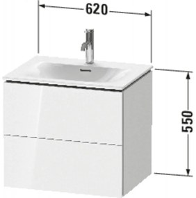 DURAVIT L-Cube závesná skrinka pod umývadlo, 2 zásuvky, 620 x 481 x 550 mm, biela vysoký lesk, LC630502222