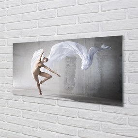 Sklenený obraz Žena tancuje biely materiál 125x50 cm