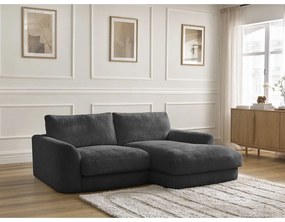 Čierna ženilková rohová pohovka (pravý roh/s leňoškou) Leonore – Bobochic Paris