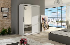 Šatníková skriňa so zrkadlom Angelo - šírka 120 cm, biela