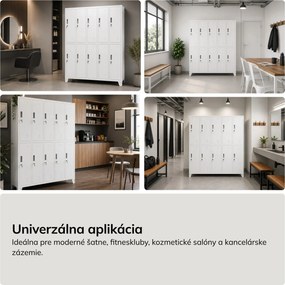 10-dverová šatňová skrinka na oblečenie, biela, 1360x1720x450 mm: BARTEK