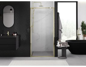 Mexen Exo, posuvné sprchové dvere 125 cm, číre sklo, zlatá, 8151-125-000-50-00