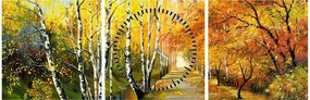 Obraz - Romantická alej pozdĺž vody, olejomaľba (s hodinami) (90x30 cm)