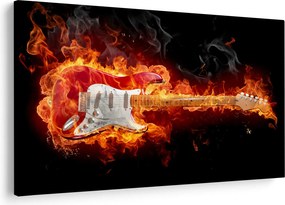 Obraz - Gitara v plameňoch (90x60 cm)