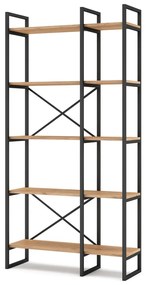 Čierny/prírodný regál v dekore duba 87,5x175 cm Dusan – Marckeric