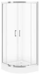 Cersanit Basic+Tako, štvrťkruhový sprchový kút 80x80x185 cm + sprchová vanička 80x16cm, biela, S601-117