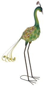 Záhradná kovová figúrka Peafowl, 80 cm, zelená