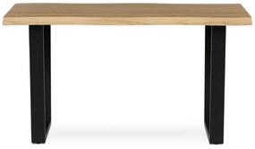 Autronic - Stůl jídelní, 140x80x75 cm, MDF deska, dekor divoký dub, kovová nohy ve tvaru U, černý matný lak - HT-F4214 OAK AKCE NOVINKA