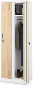Dvojkomorová zamestnanecká skrinka biela, dub sonoma, 600x1800x500 mm: KACPER II Eco Design