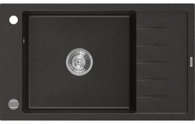 Mexen Elias granitový jednokomorový drez s krátkym odkvapkávačom 795 x 480 mm, čierna/zlatá metalik - 6511791005-75