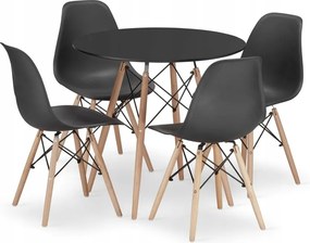 Jedálenská zostava TODI 80cm okrúhly stolový set čierny a 2 stoličky OSAKA čierne + 2 stoličky OSAKA čierne ZADARMO
