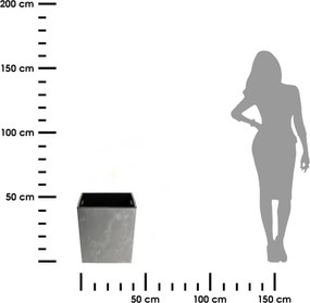 PLASTOVÝ KVETINÁČ FLORE 41X39,5X39,5 CM IMITÁCIA BETÓNU SIVÁ