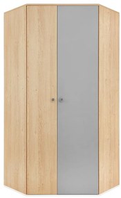 Rohová skriňa Pixel 1D PX2 sušienkový dub / biely lux / sivý