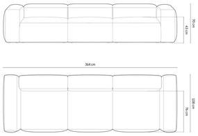 Sivomodrá menčestrová pohovka 364 cm Bergano – Cosmopolitan Design