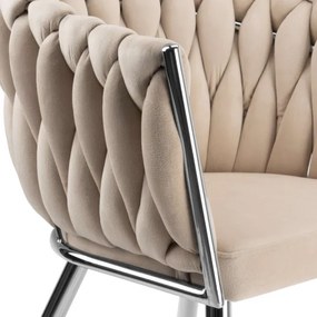 Jedálenská stolička COFTON zamatová, strieborná / béžová